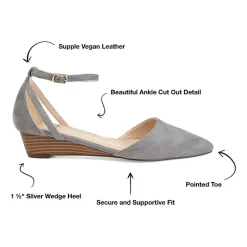 Journee Collection Womens Arkie Pumps Buckle Pointed Toe Wedge Heel