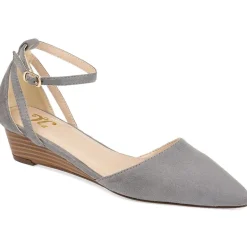 Journee Collection Womens Arkie Pumps Buckle Pointed Toe Wedge Heel