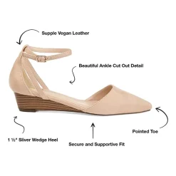 Journee Collection Womens Arkie Pumps Buckle Pointed Toe Wedge Heel