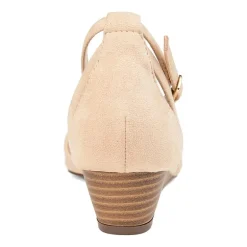 Journee Collection Womens Arkie Pumps Buckle Pointed Toe Wedge Heel