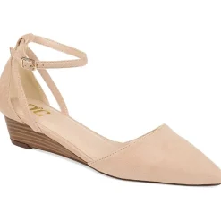 Journee Collection Womens Arkie Pumps Buckle Pointed Toe Wedge Heel