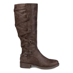 Journee Collection Womens Carly Extra Wide Calf Stacked Heel Riding Boots