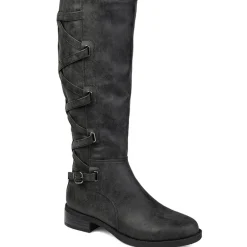 Journee Collection Womens Carly Extra Wide Calf Stacked Heel Riding Boots