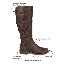 Journee Collection Womens Carly Extra Wide Calf Stacked Heel Riding Boots