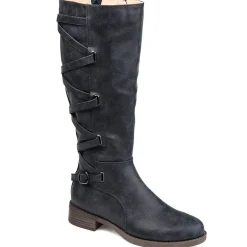 Journee Collection Womens Carly Extra Wide Calf Stacked Heel Riding Boots