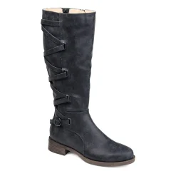 Journee Collection Womens Carly Wide Calf Stacked Heel Riding Boots