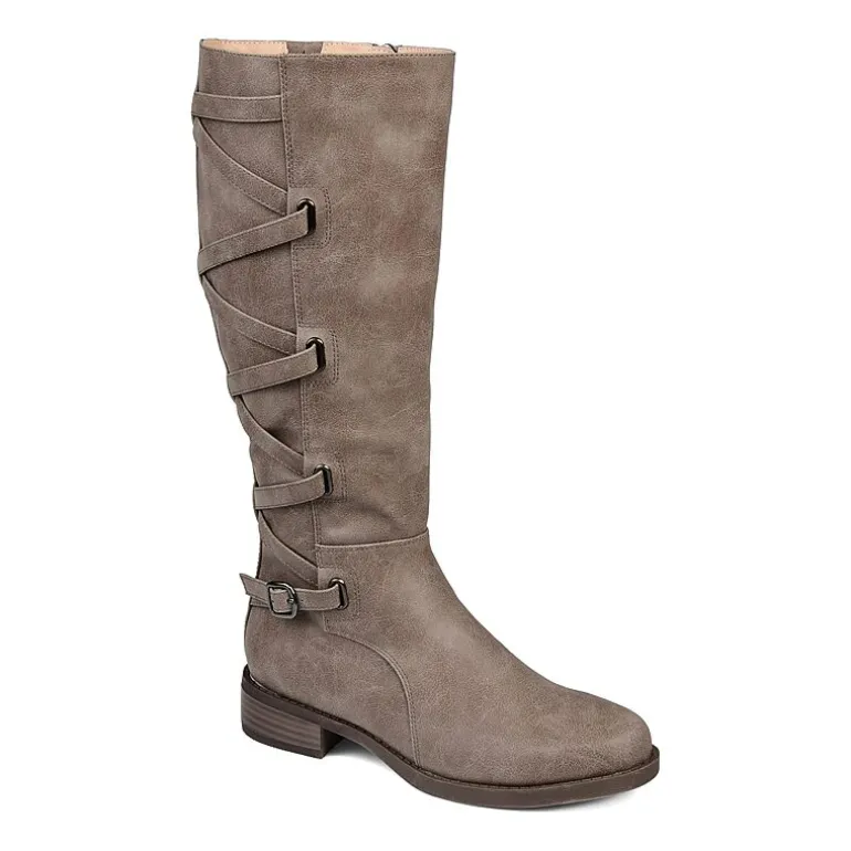 Journee Collection Womens Carly Wide Calf Stacked Heel Riding Boots