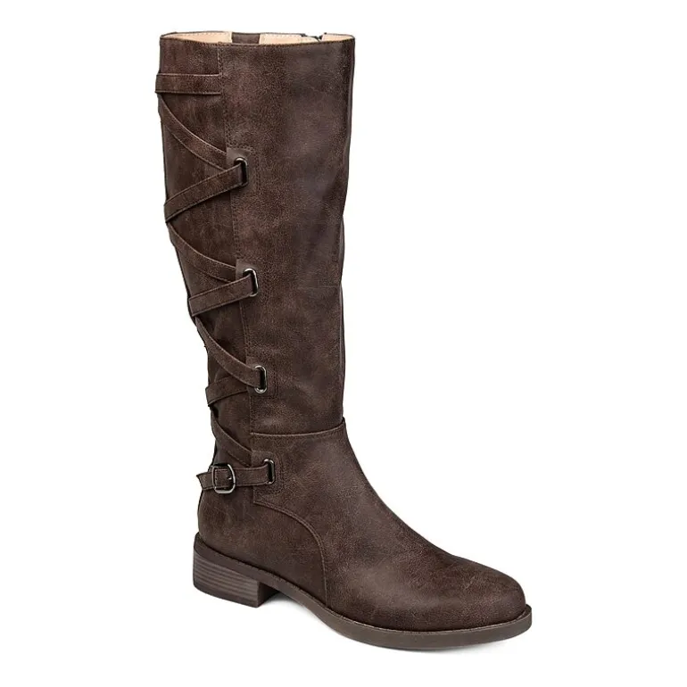 Journee Collection Womens Carly Wide Calf Stacked Heel Riding Boots