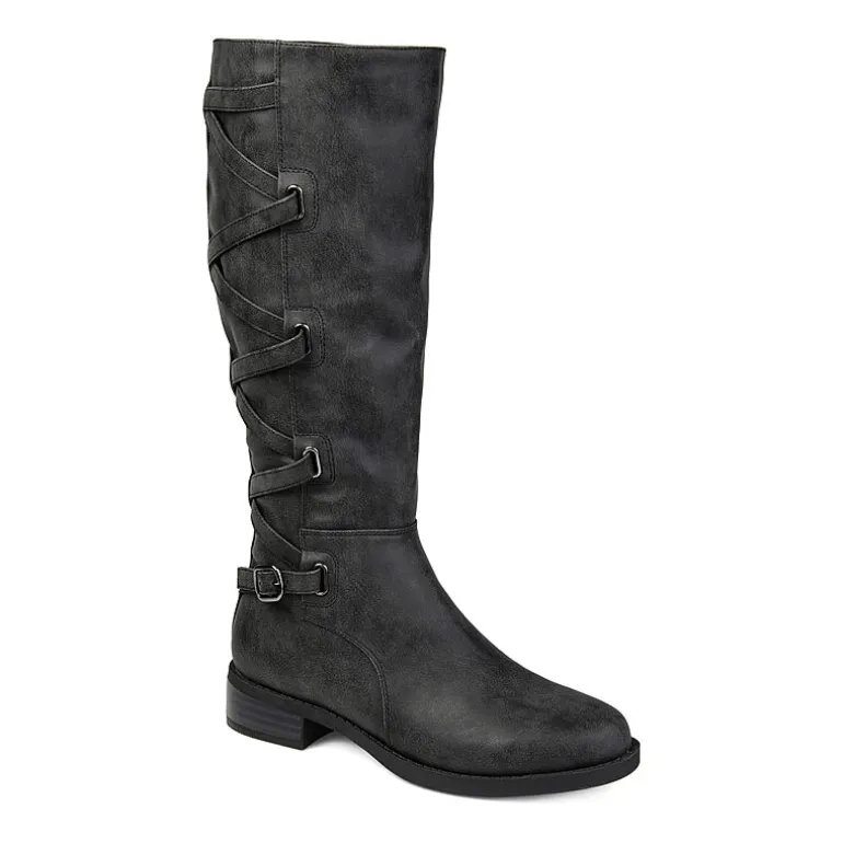 Journee Collection Womens Carly Wide Calf Stacked Heel Riding Boots