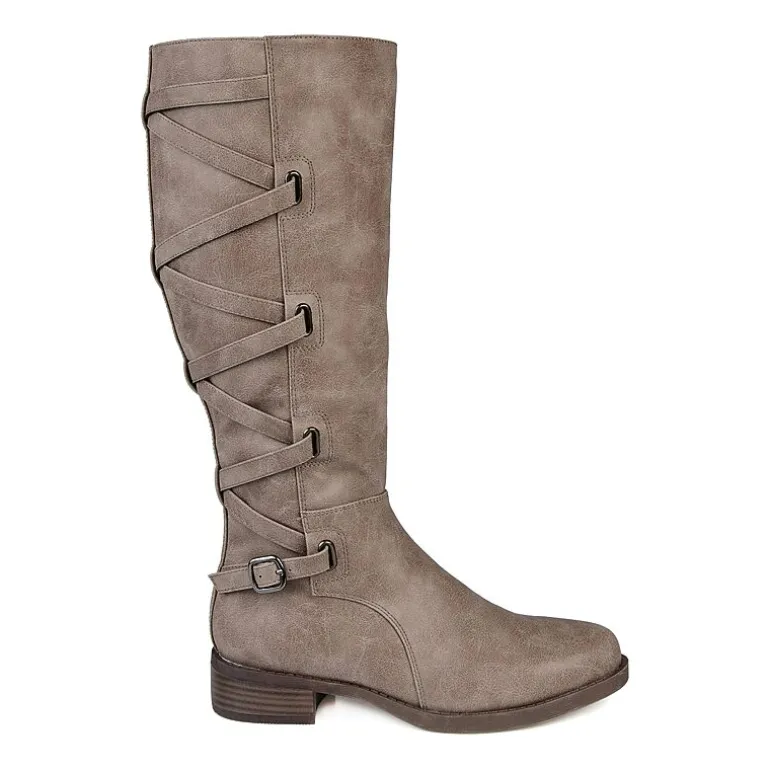 Journee Collection Womens Carly Wide Calf Stacked Heel Riding Boots