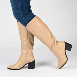Journee Collection Womens Daria Wide Calf Stacked Heel Riding Boots