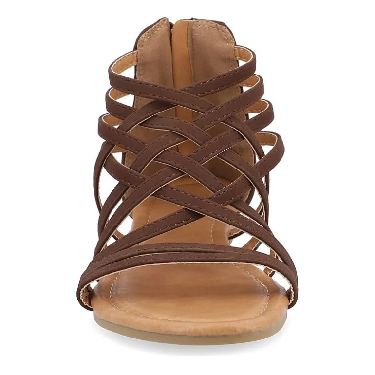 Journee Collection Womens Hanni Criss Cross Strap Gladiator Sandals