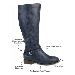 Journee Collection Womens Ivie Extra Wide Calf Stacked Heel Zip Riding Boots