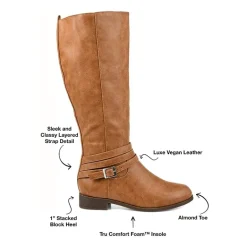 Journee Collection Womens Ivie Extra Wide Calf Stacked Heel Zip Riding Boots