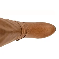 Journee Collection Womens Ivie Extra Wide Calf Stacked Heel Zip Riding Boots
