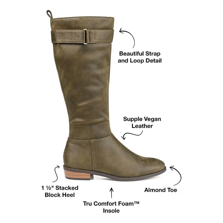 Journee Collection Womens Lelanni Stacked Heel Riding Boots
