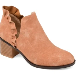 Journee Collection Womens Lennie Booties Stacked Heel Slip-on