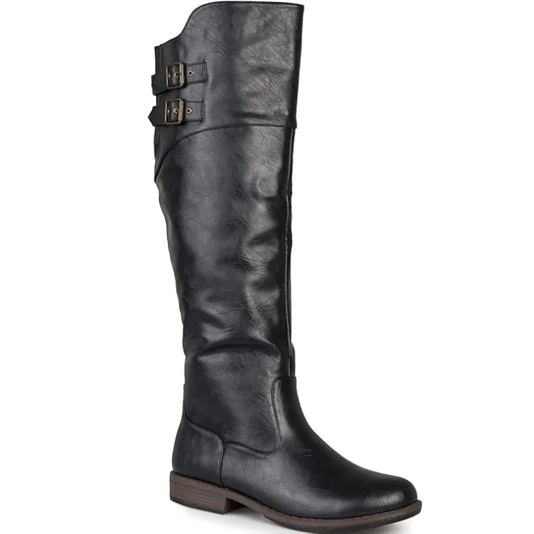 Journee Collection Womens Tori Double-Buckle Knee-High Riding Boots
