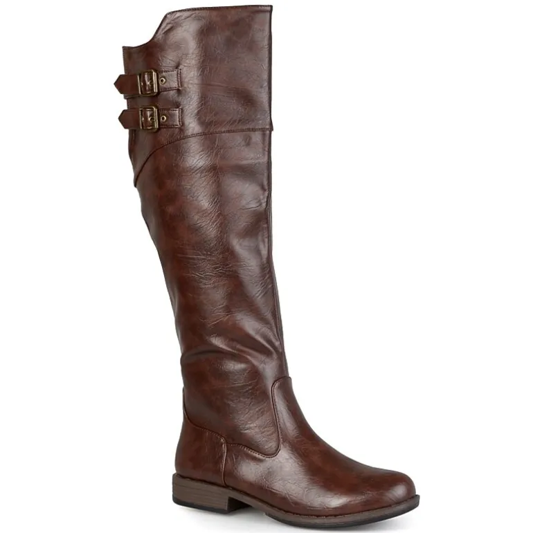 Journee Collection Womens Tori Double-Buckle Knee-High Riding Boots