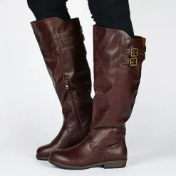 Journee Collection Womens Tori Double-Buckle Knee-High Riding Boots