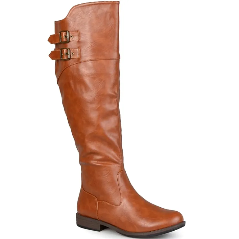 Journee Collection Womens Tori Double-Buckle Knee-High Riding Boots
