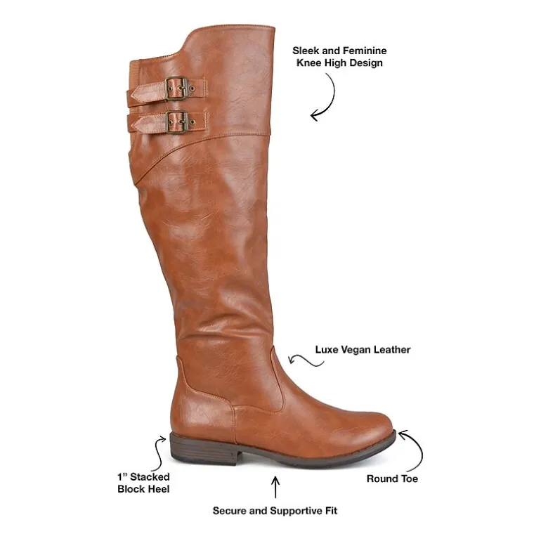 Journee Collection Womens Tori Double-Buckle Knee-High Riding Boots