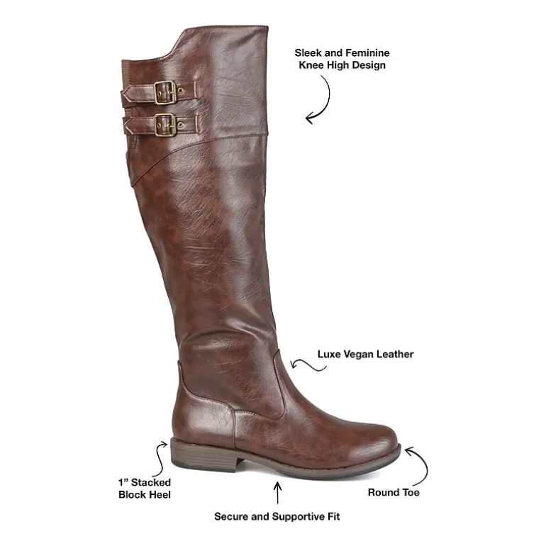Journee Collection Womens Tori Double-Buckle Knee-High Riding Boots