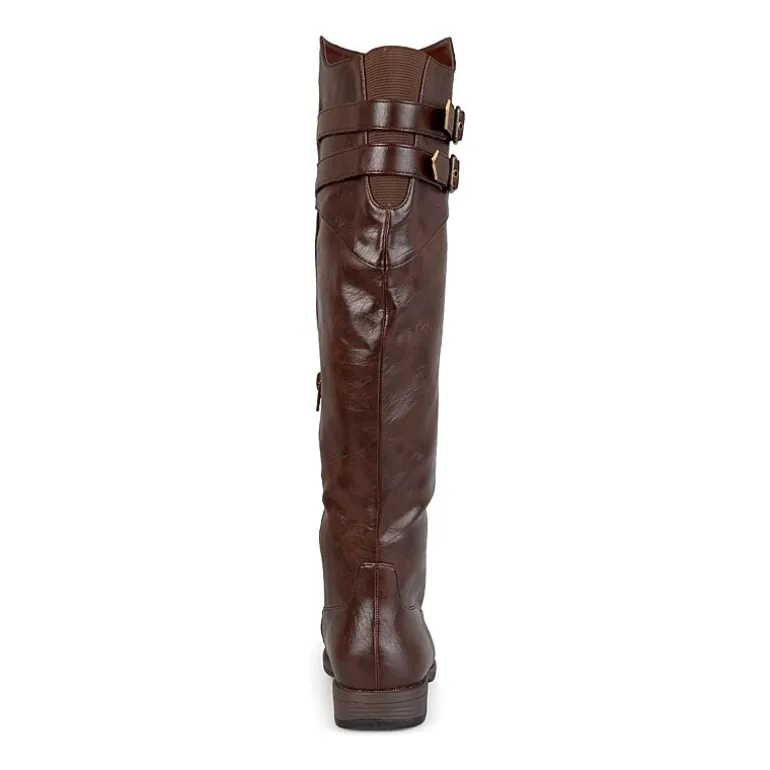 Journee Collection Womens Tori Double-Buckle Knee-High Riding Boots