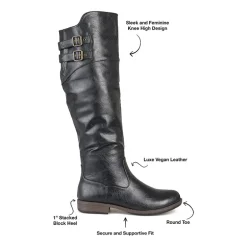 Journee Collection Womens Tori Double-Buckle Knee-High Riding Boots