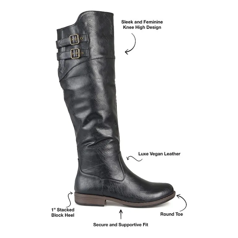 Journee Collection Womens Tori Double-Buckle Knee-High Riding Boots