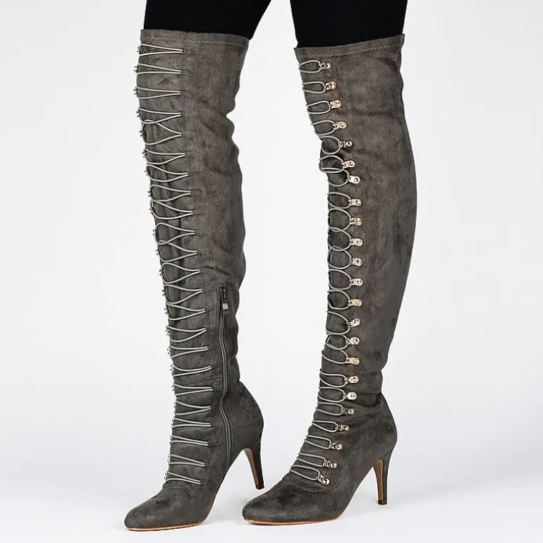 Journee Collection Womens Trill Stiletto Heel Over the Knee Boots