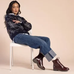 Journee Collection Womens Vienna Block Heel Combat Boots