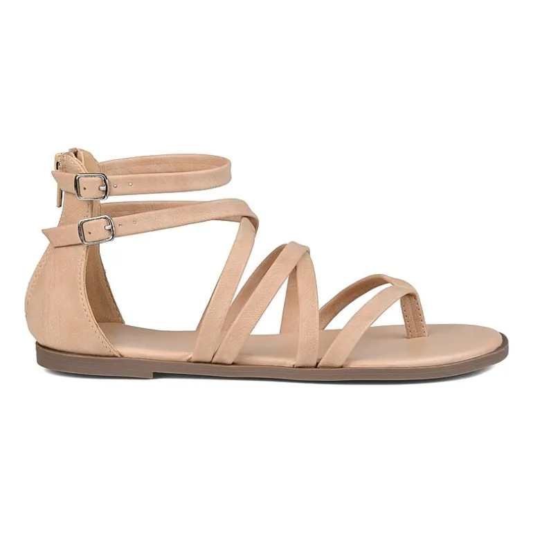 Journee Collection Womens Zailie Criss Cross Strap Flat Sandals