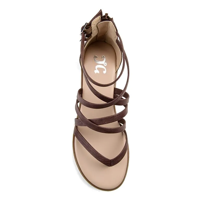 Journee Collection Womens Zailie Criss Cross Strap Flat Sandals