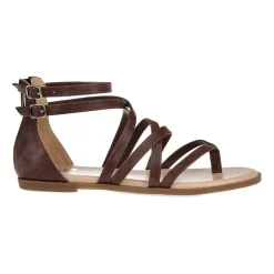 Journee Collection Womens Zailie Criss Cross Strap Flat Sandals