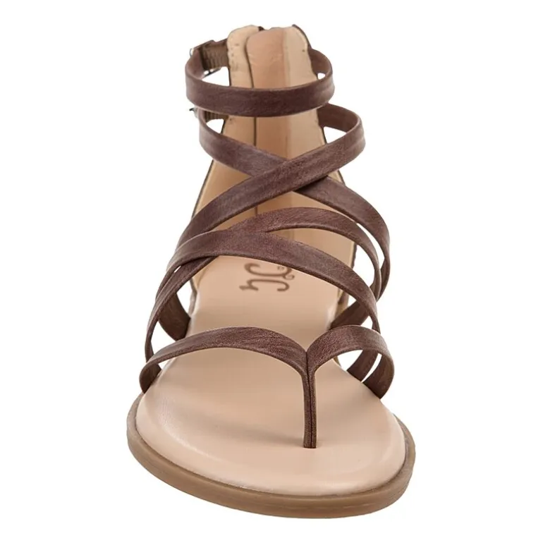 Journee Collection Womens Zailie Criss Cross Strap Flat Sandals