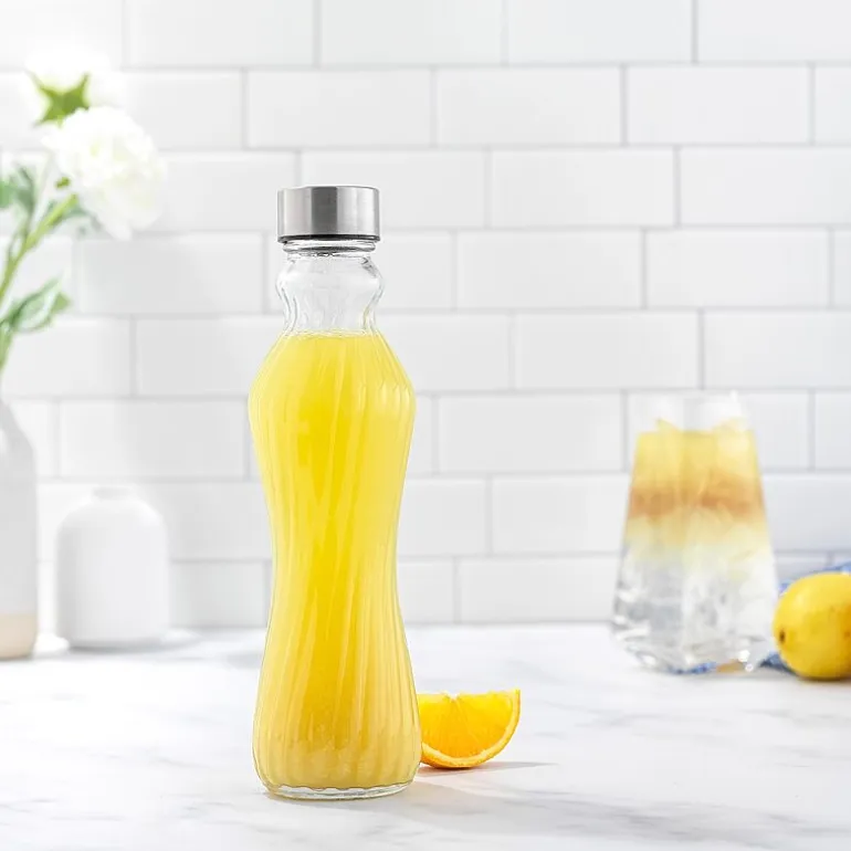 Joyjolt Fluted Glass Spring Water Bottle