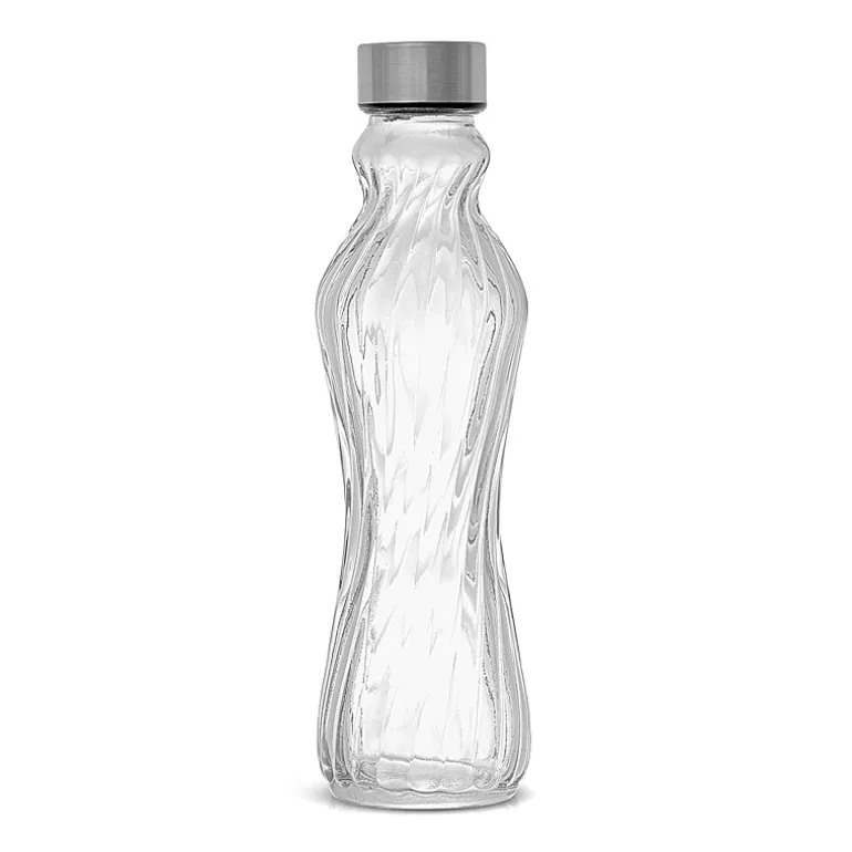 Joyjolt Fluted Glass Spring Water Bottle