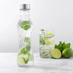 Joyjolt Fluted Glass Spring Water Bottle