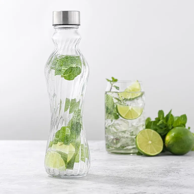 Joyjolt Fluted Glass Spring Water Bottle