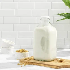 Joyjolt Glass Milk Bottles With Silicone Pour Lid Beverage Dispenser