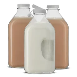 Joyjolt Glass Milk Bottles With Silicone Pour Lid Beverage Dispenser
