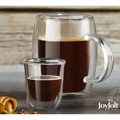 Joyjolt Javaah Double Wall Insulated Glasses - 2 Oz - Set Of 4 Espresso Cup
