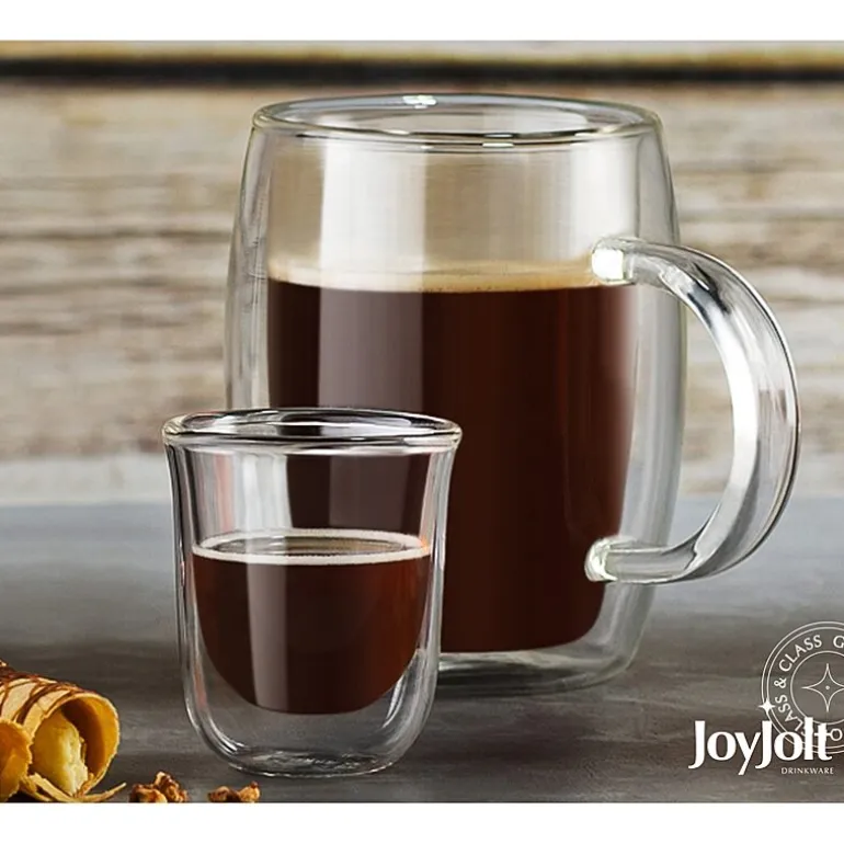 Joyjolt Javaah Double Wall Insulated Glasses - 2 Oz - Set Of 4 Espresso Cup