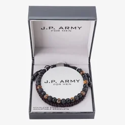 J.P. Army Mens 2-pc. Multi Color Tiger's Eye Stainless Steel Bracelet Set