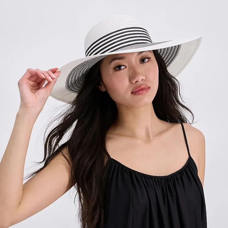 JS Jessica Simpson Black And White Stripe Womens Floppy Hat