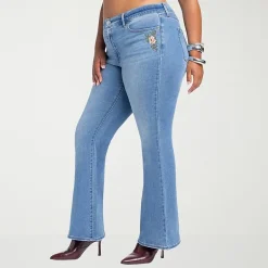 JS Jessica Simpson Embroidered Womens Plus High Rise Flare Leg Jean