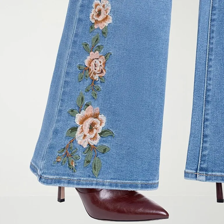 JS Jessica Simpson Embroidered Womens Plus High Rise Flare Leg Jean