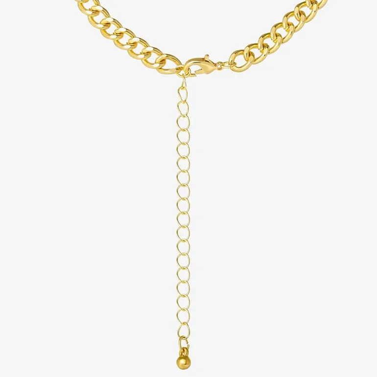 JS Jessica Simpson Gold Tone Collar Necklace & Stud Earring Womens Glass Heart 3-pc. Jewelry Set