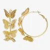 JS Jessica Simpson Gold Tone Womens Glass 48mm Butterfly Hoop Earrings